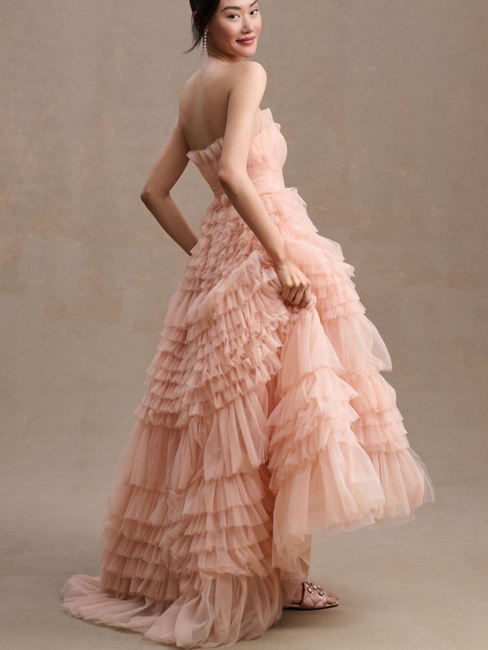 Mac Duggal Strapless Layered Tulle Gown in Blush NWT - Picture 3 of 13